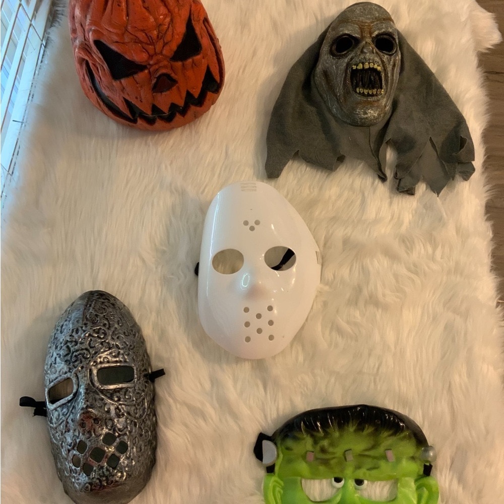 HALLOWEEN MASK LOT 5 JASON PUMPKIN HEAD FRANKENSTEIN FRIDAY13th HALLOWEEN UNDEAD